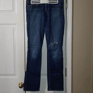 Gap 1969 Real Straight distressed  dark rinse jeans Sz 4